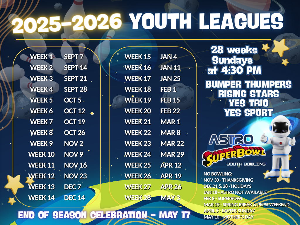 dates for the 2025-26 youth league