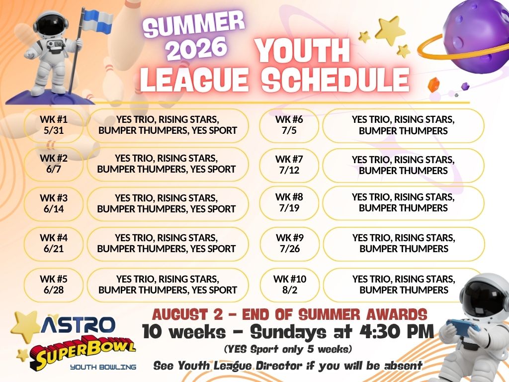 Youth League Schedule for the 2025-26 year<br />
